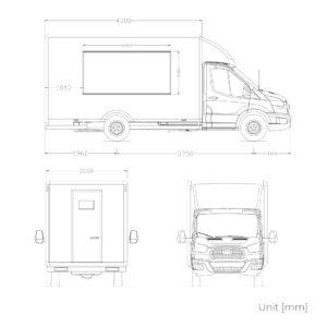 Vektorvorlage für Auto-Branding und Werbung, Laderaum eines Ford Transit Custom.