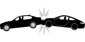 Zeichnung von zwei Autos, die einen Auffahrunfall haben.