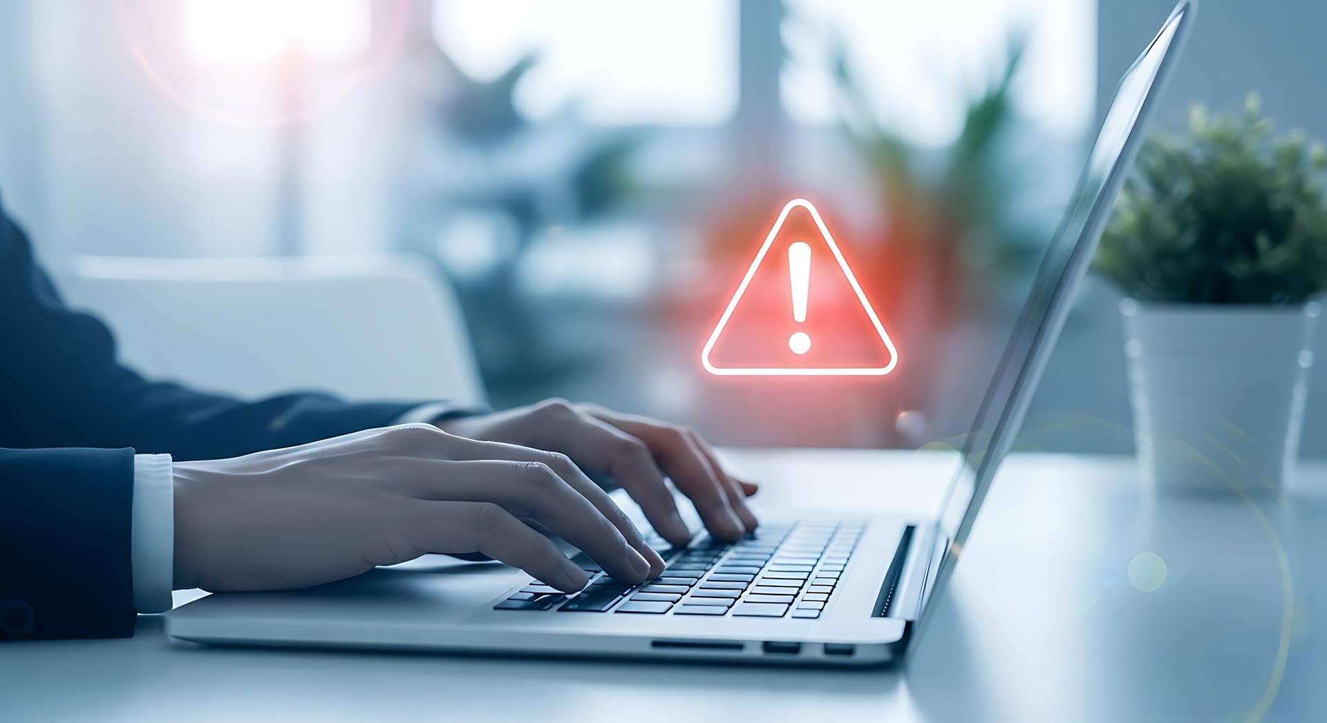 Warnsymbol erscheint auf Laptop bei Prozessfehler | Papierpolster